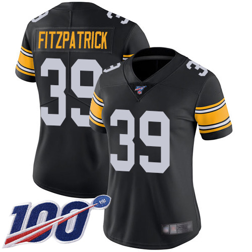 Women Pittsburgh Steelers Football 39 Limited Black Minkah Fitzpatrick Alternate 100th Season Vapor Untouchable Nike NFL Jersey